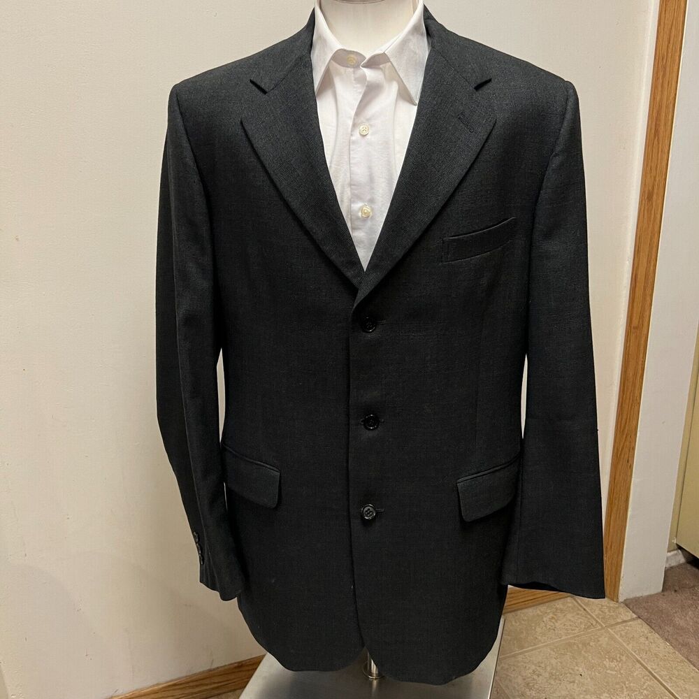 Brooks Brothers Makers Brooksease Gray Plaid 3-Button 43L Blazer Jacket